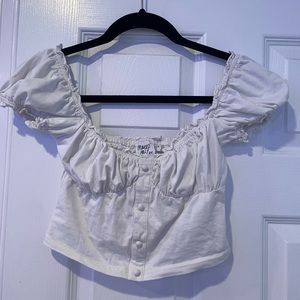 white princess polly crop top button up